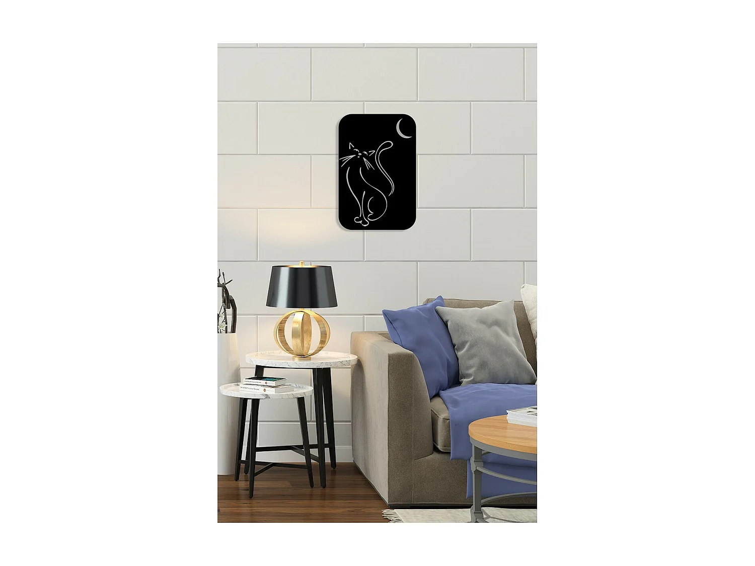 Decoração em Metal Gato 122, Preto, 33x0,15x50 cm, EPIKASA