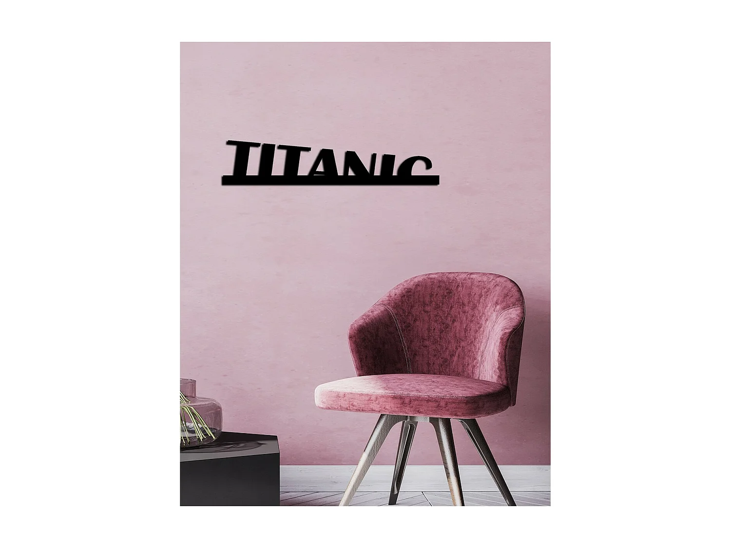 Decoração em Metal Titanic, Preto, 91x0,15x23 cm cm, EPIKASA