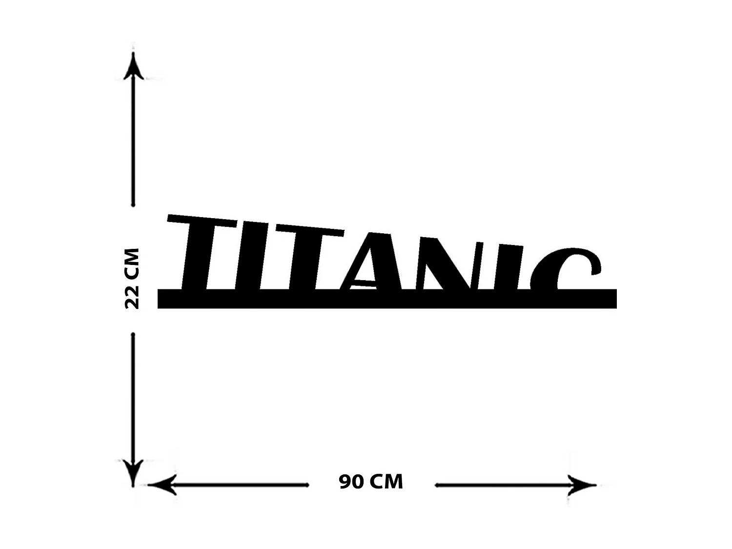 Decoração em Metal Titanic, Preto, 91x0,15x23 cm cm, EPIKASA