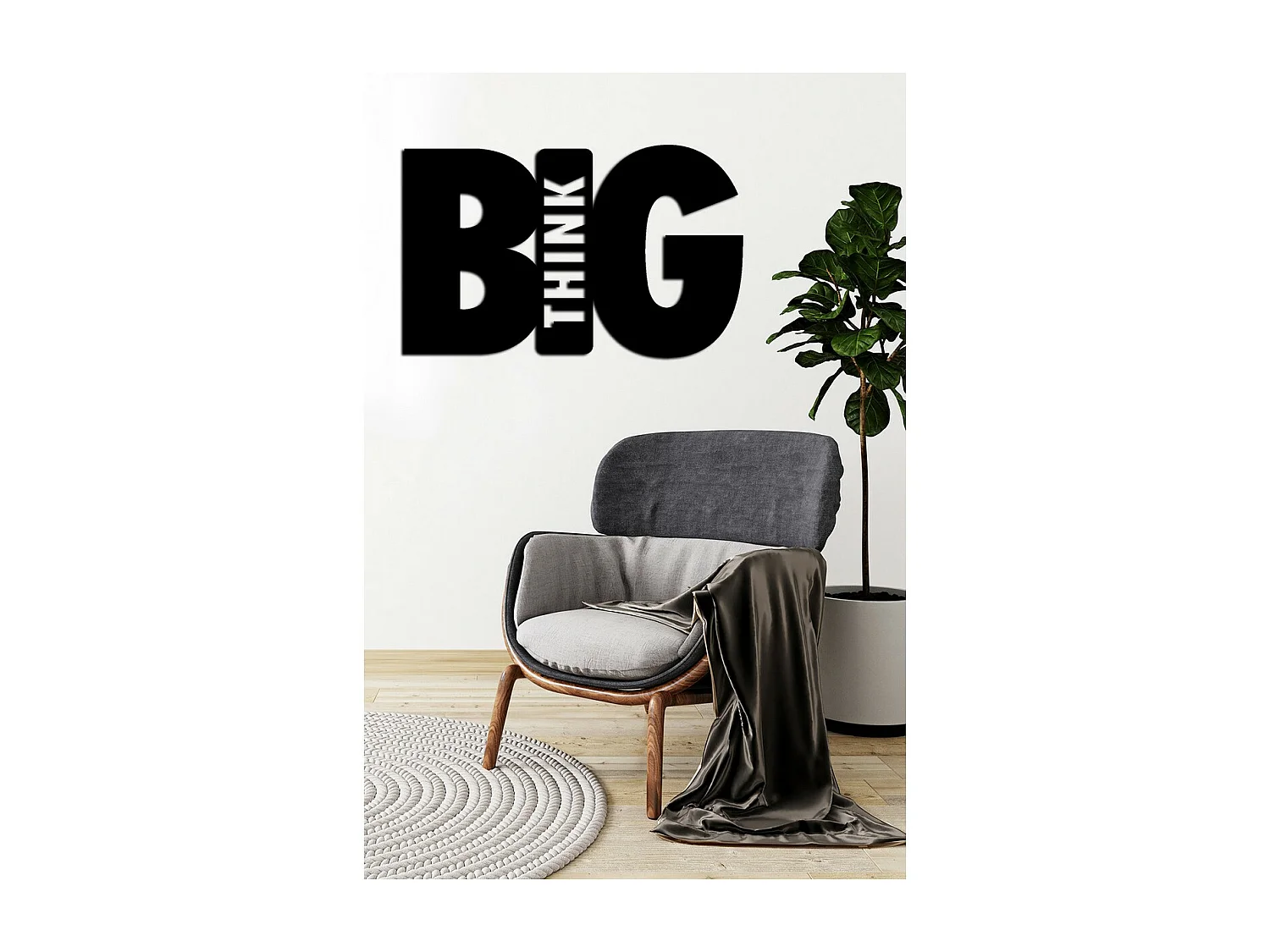 Décoration en Métal Think Big 2, Noir, 82x0,15x50 cm, EPIKASA