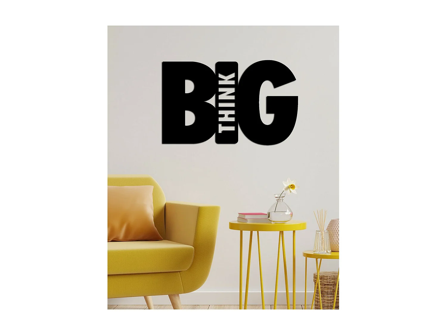 Décoration en Métal Think Big 2, Noir, 82x0,15x50 cm, EPIKASA