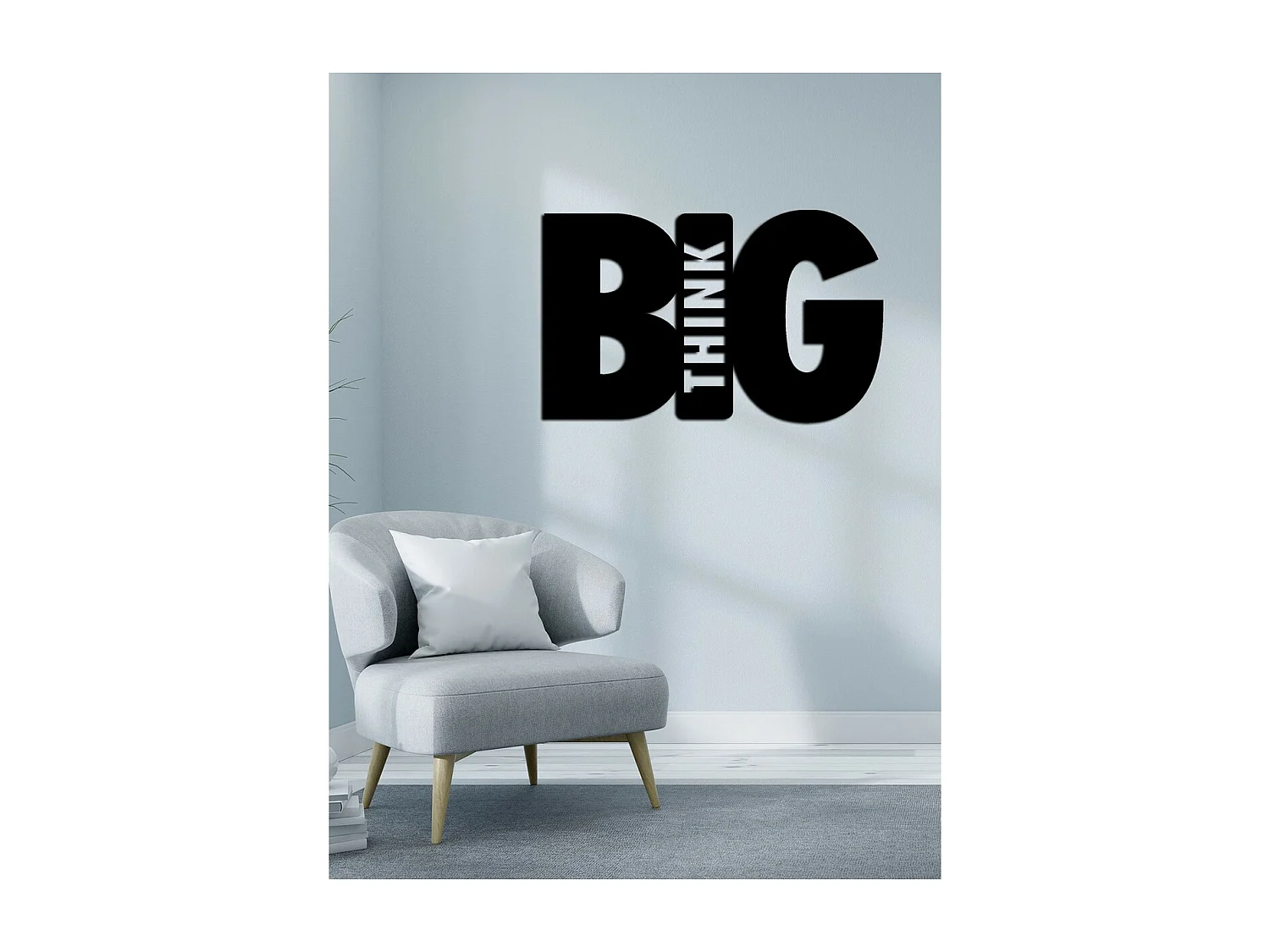 Décoration en Métal Think Big 2, Noir, 82x0,15x50 cm, EPIKASA