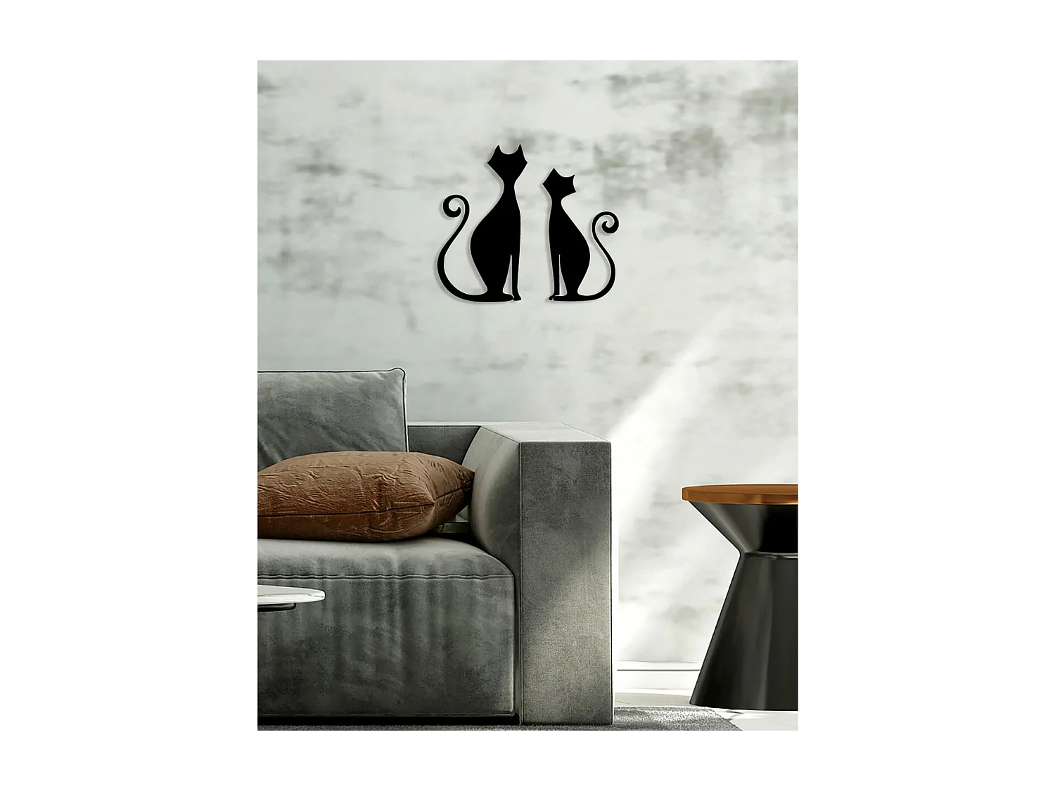 Decoração em Metal Gato 102, Preto, 56x0,15x53 cm, EPIKASA