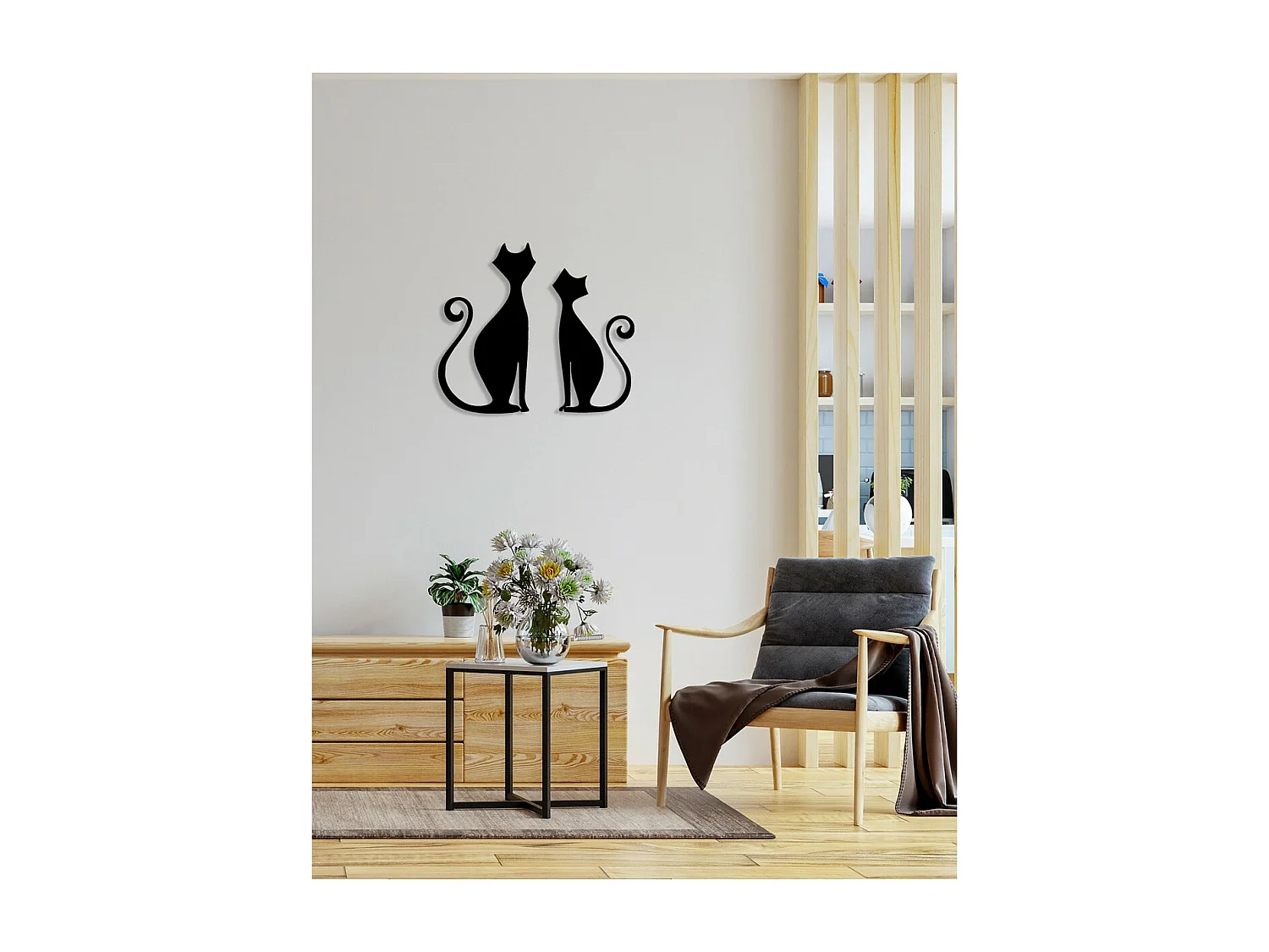 Decoração em Metal Gato 102, Preto, 56x0,15x53 cm, EPIKASA