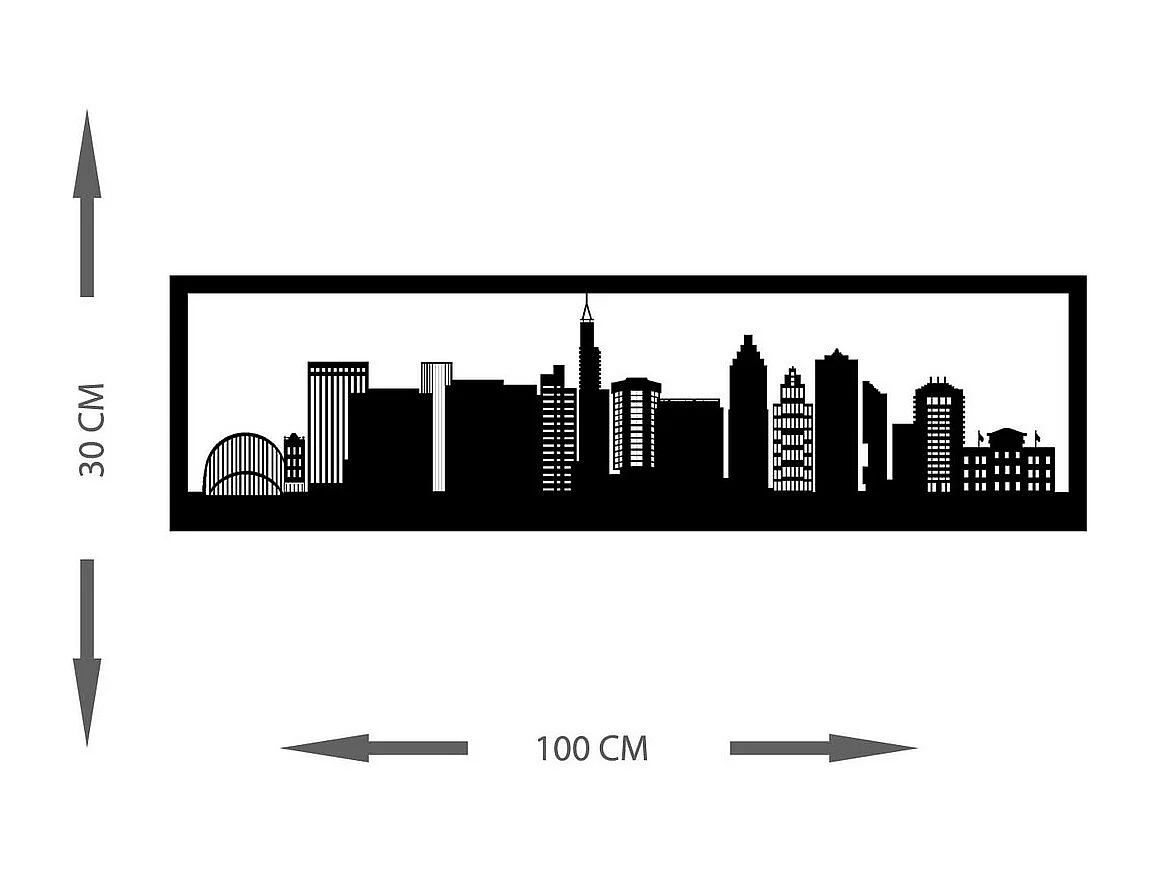 Décoration en Métal Skyline, Noir, 100x0,15x30 cm, EPIKASA