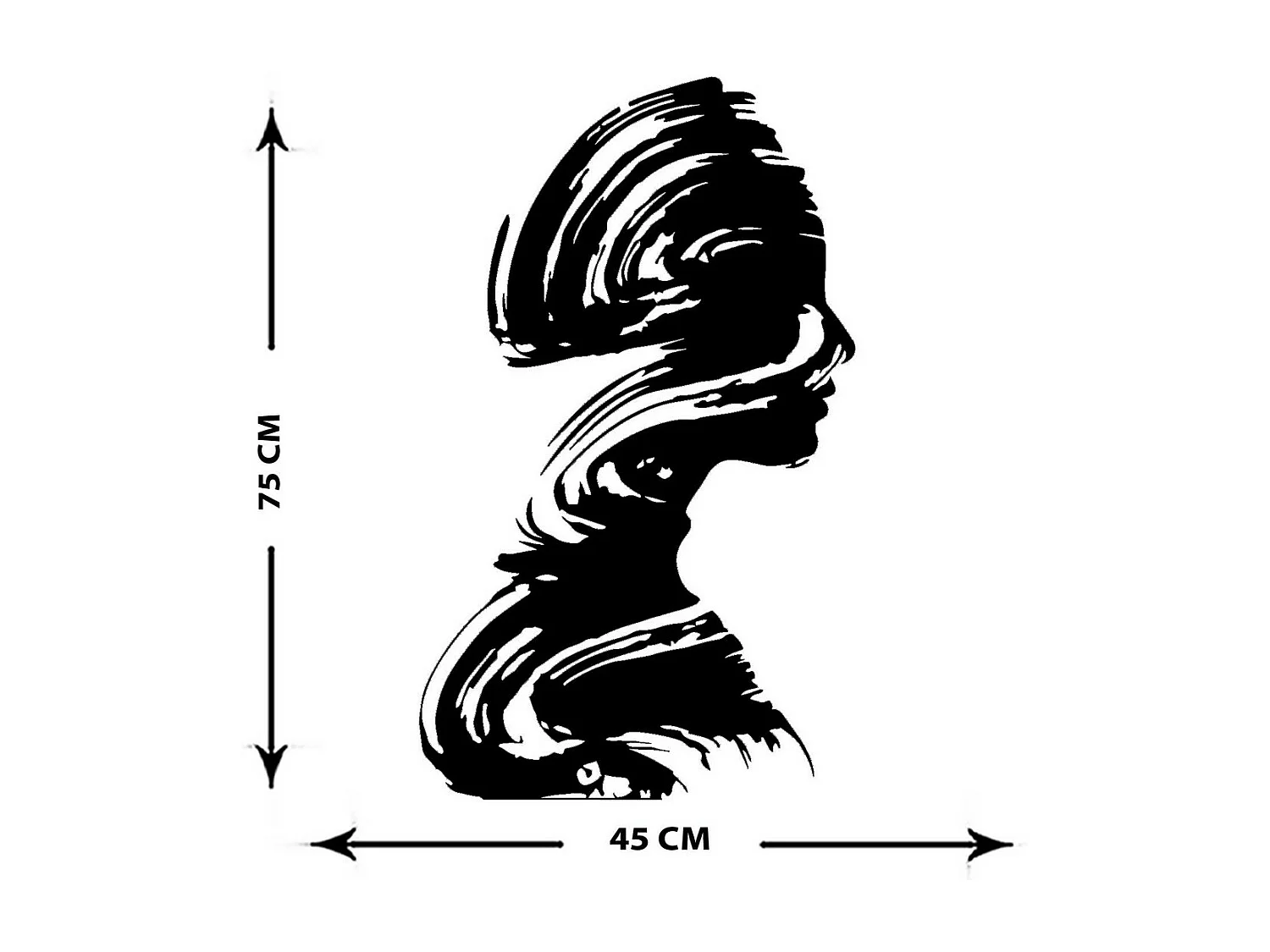 Metalen Decoratie Gezicht Borstel, Zwart, 43x0,15x71 cm, EPIKASA