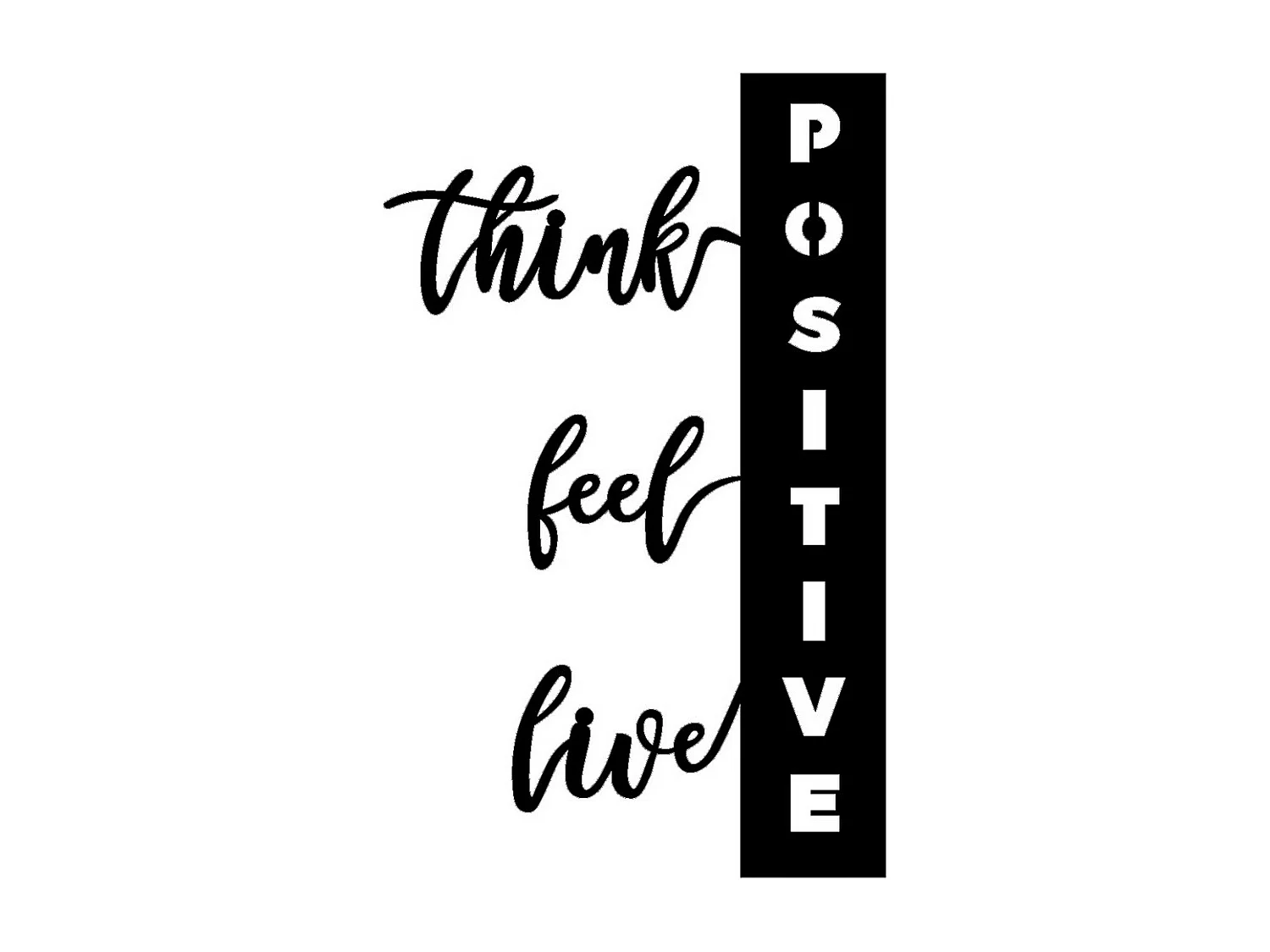 Decorazione in Metallo Think Positive, Nero, 50x0,15x80 cm cm, EPIKASA