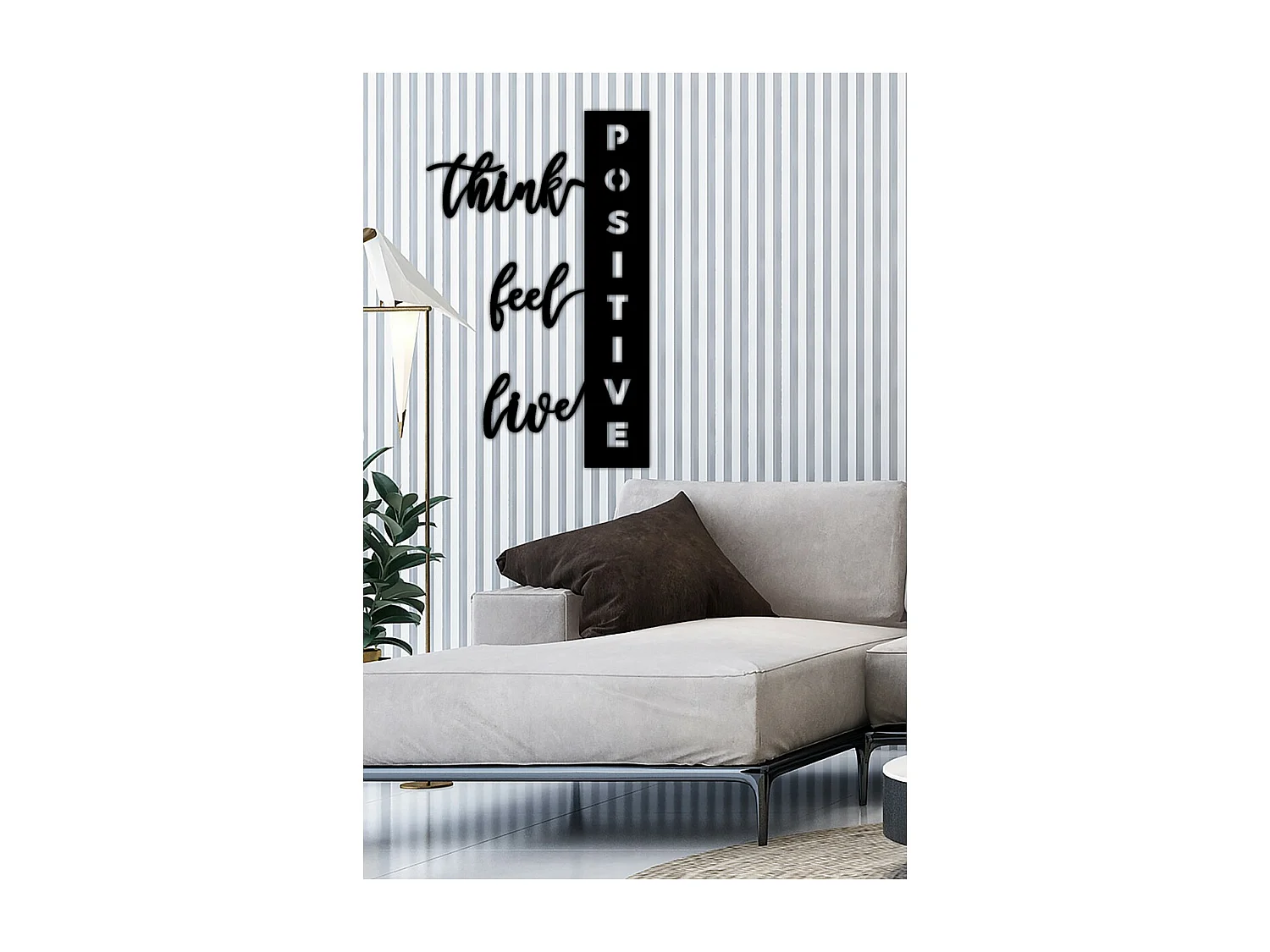 Decorazione in Metallo Think Positive, Nero, 50x0,15x80 cm cm, EPIKASA