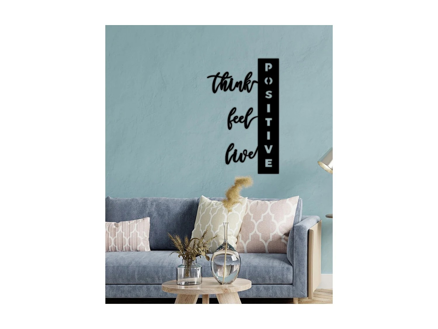 Decorazione in Metallo Think Positive, Nero, 50x0,15x80 cm cm, EPIKASA