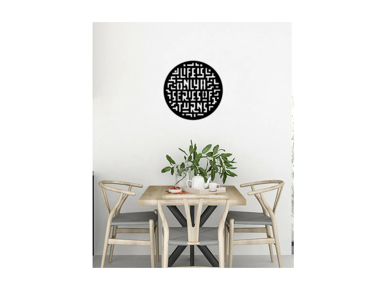 Décoration en Métal Rébus, Noir, 60x0,15x60 cm, EPIKASA