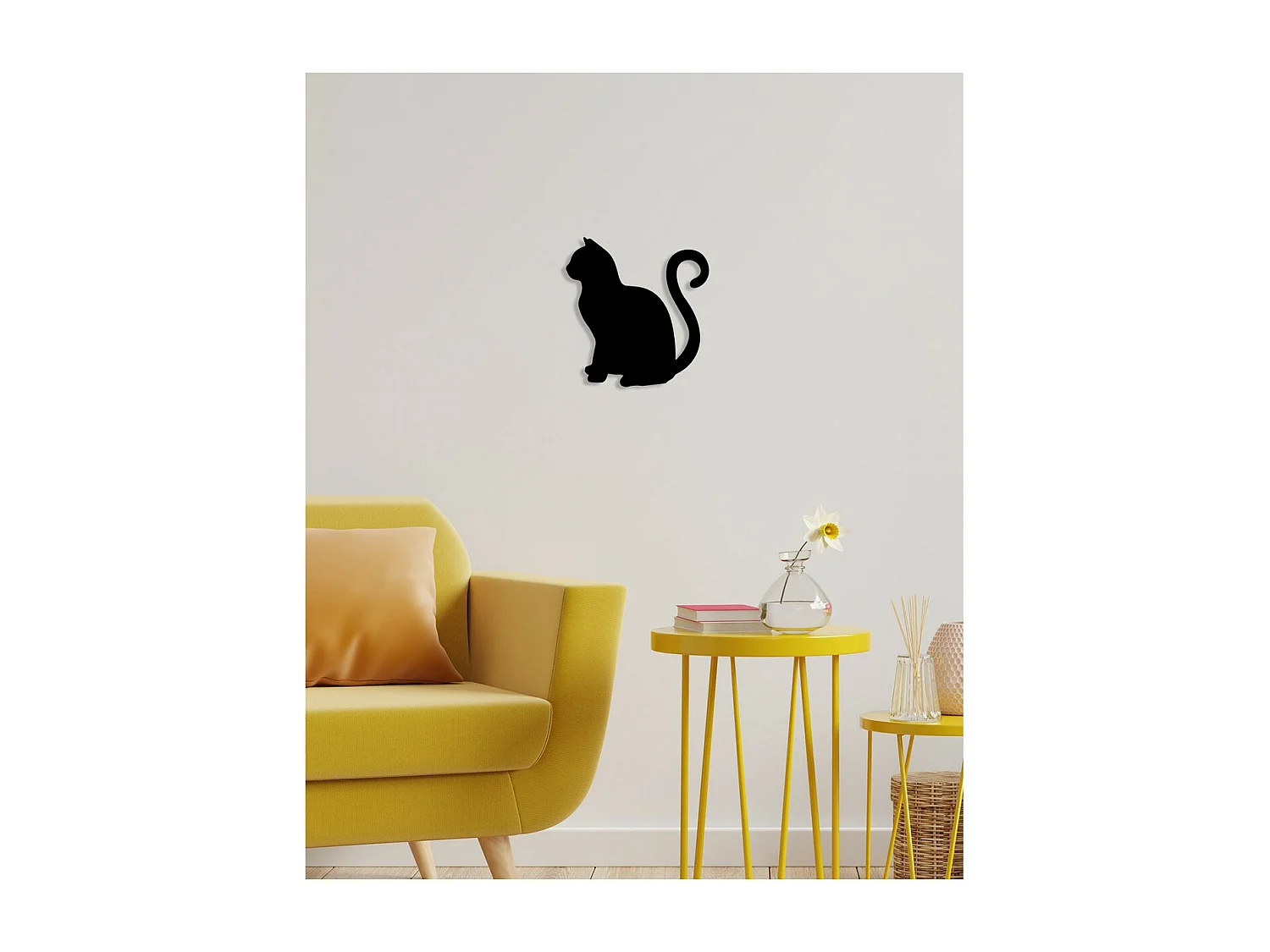 Dekoracja Metalowa Kot 133, Czarny, 40x0,15x42 cm, EPIKASA