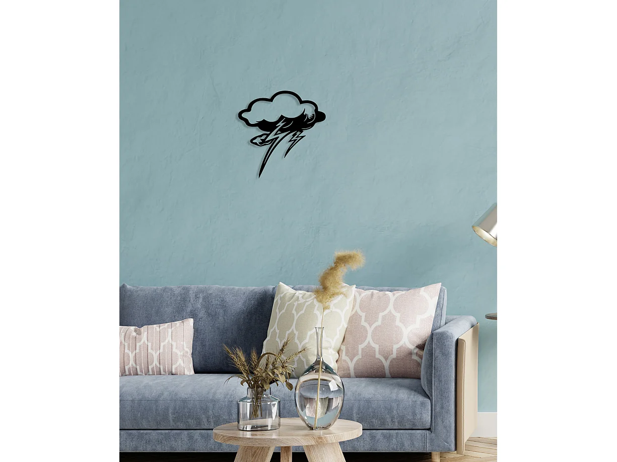 Décoration en Métal Foudre, Noir, 50x0,15x50 cm, EPIKASA