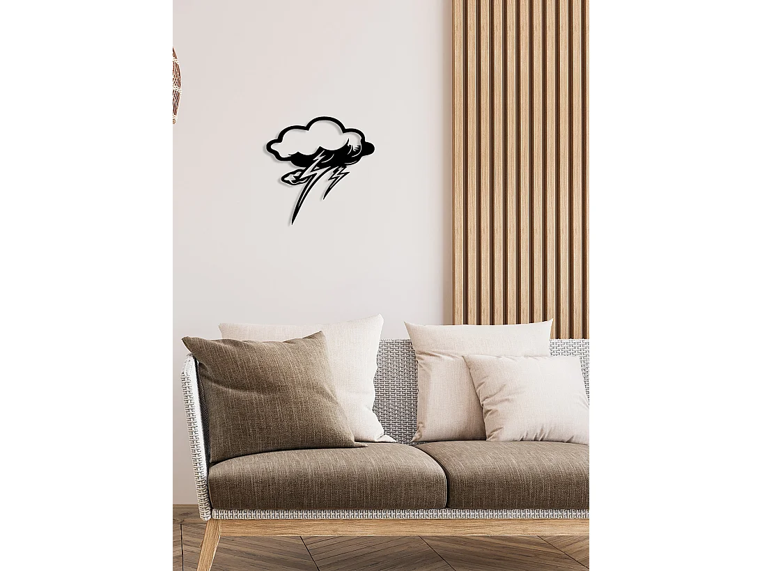 Décoration en Métal Foudre, Noir, 50x0,15x50 cm, EPIKASA