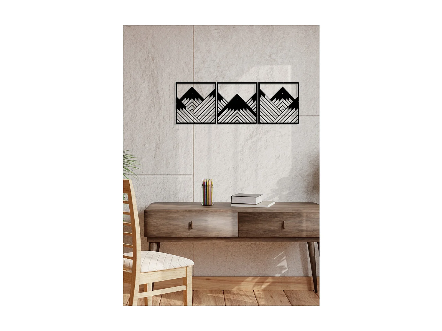 Decoração em Metal Montanha 25, Preto, 120x0,15x41 cm, EPIKASA