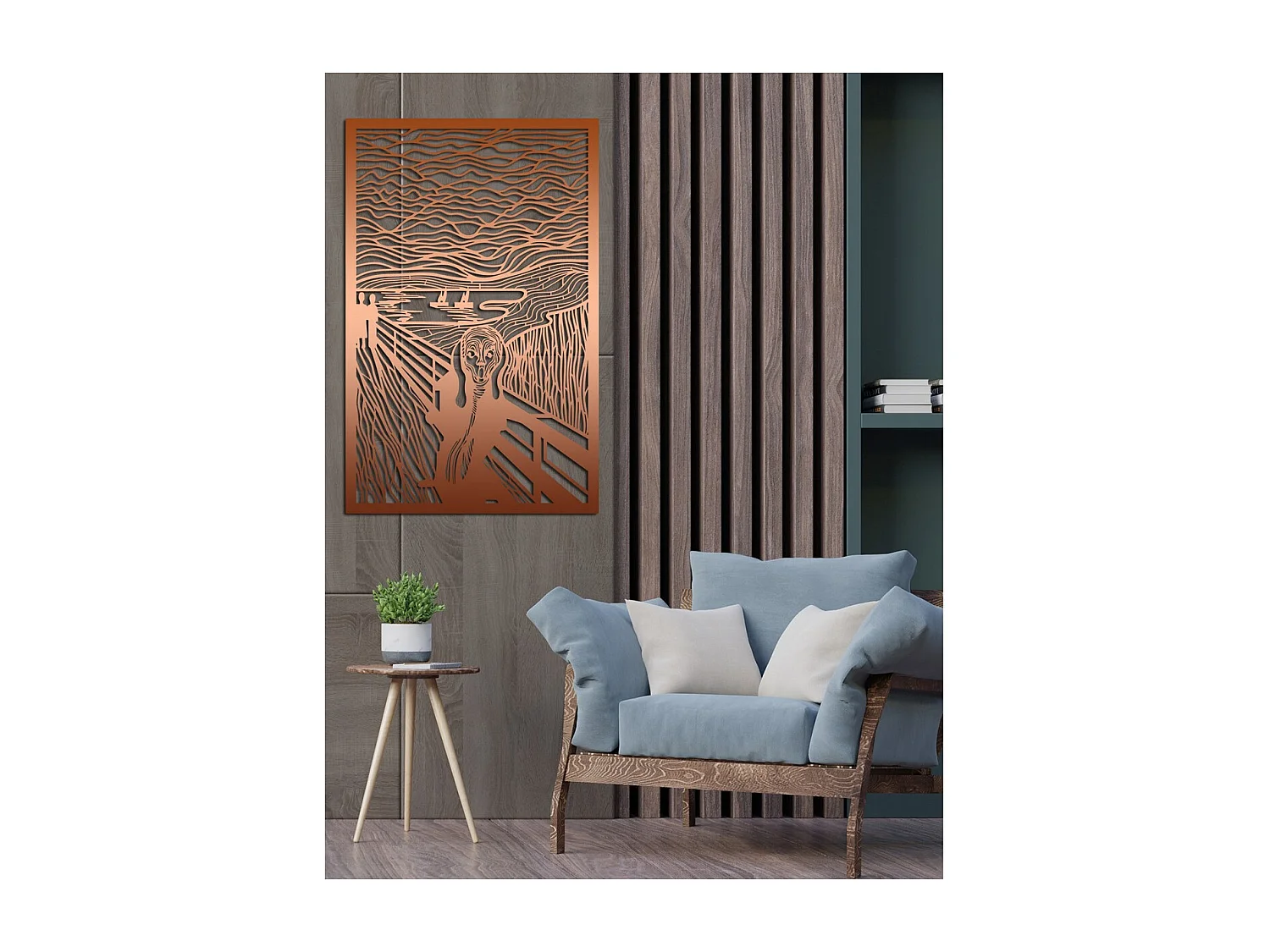 Décoration en Métal Le cri de Munch 1, Cuivre, 51x0,15x78 cm, EPIKASA