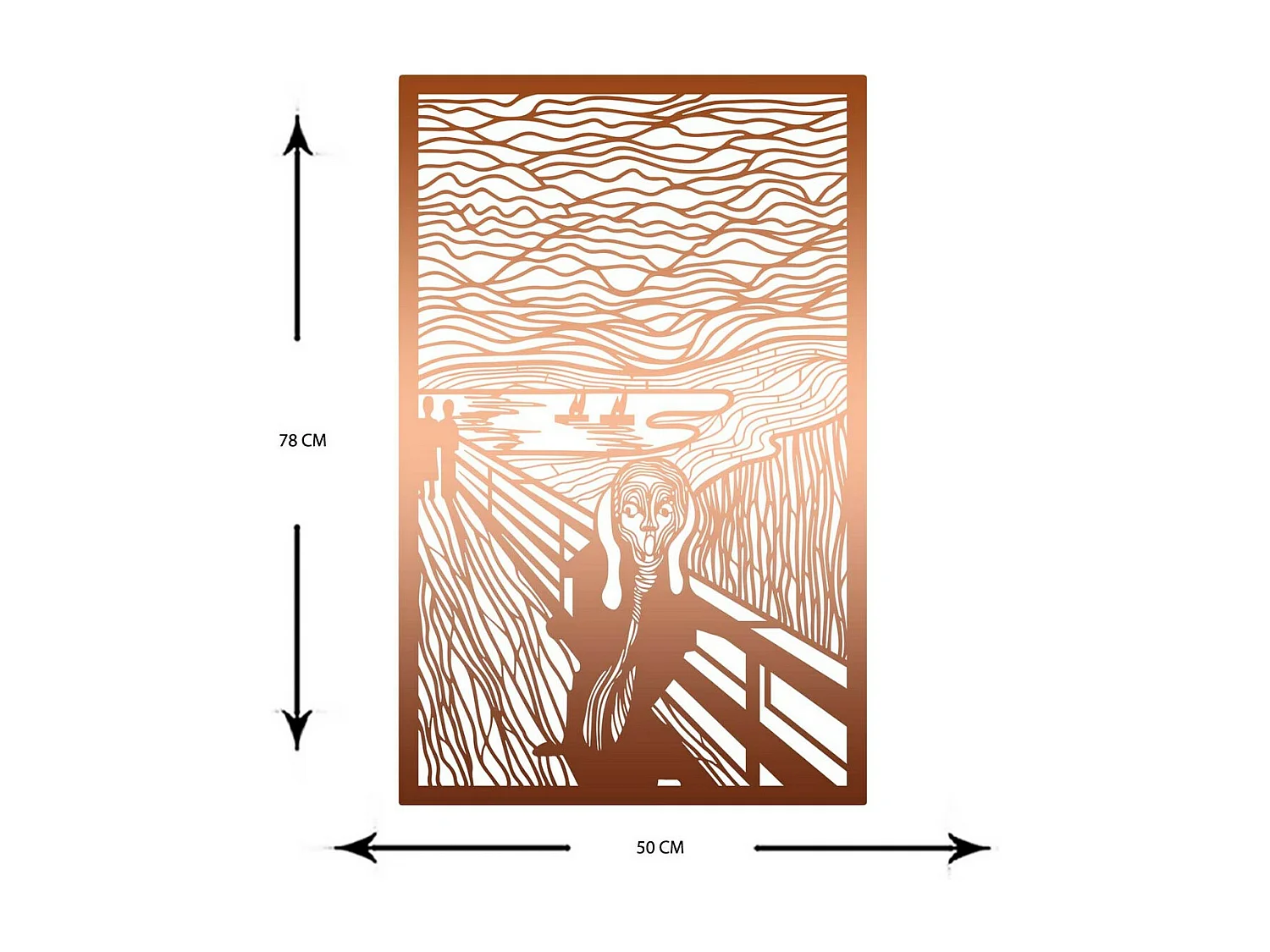 Décoration en Métal Le cri de Munch 1, Cuivre, 51x0,15x78 cm, EPIKASA
