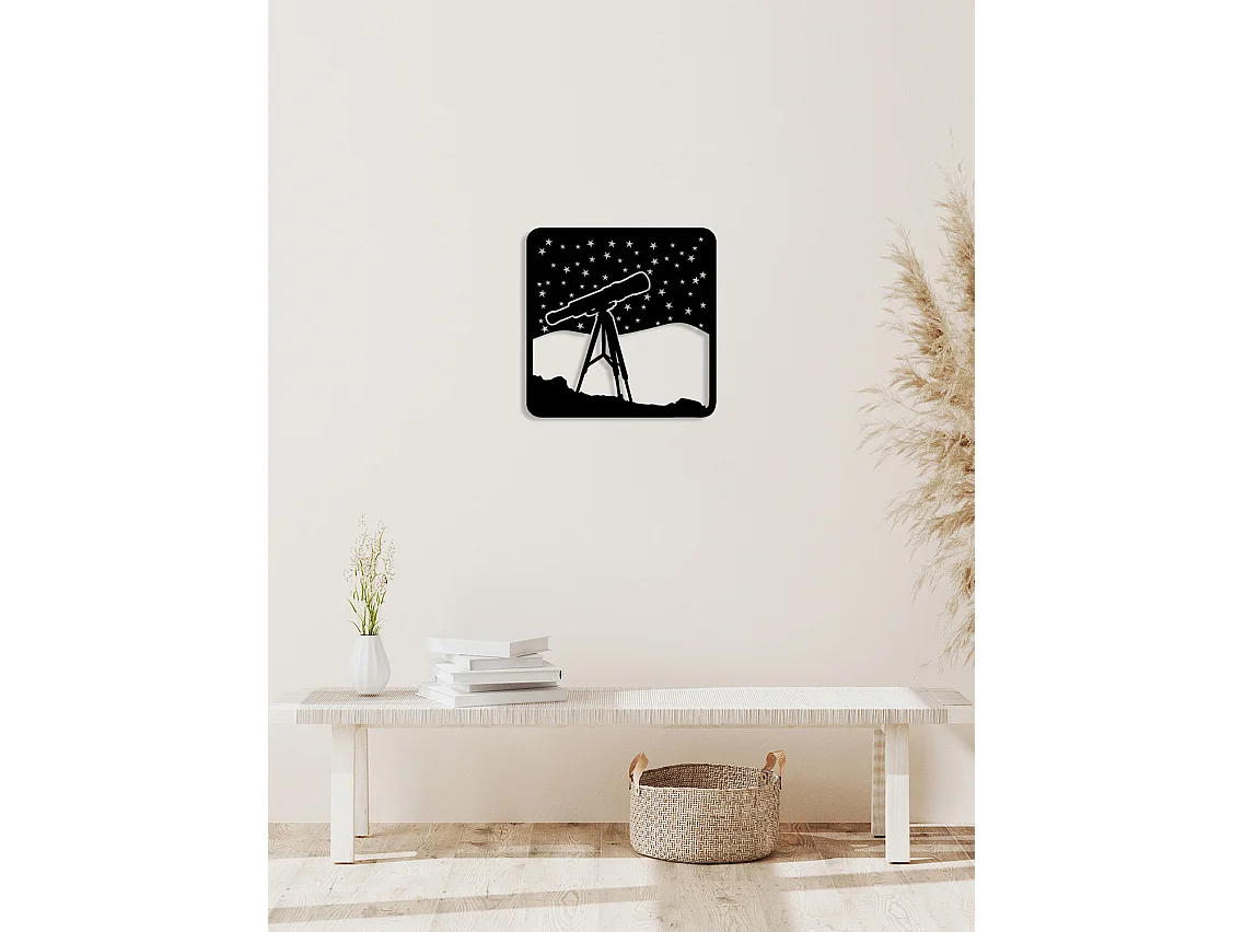 Dekoracja Metalowa Teleskop 1, Czarny, 50x0,15x50 cm, EPIKASA