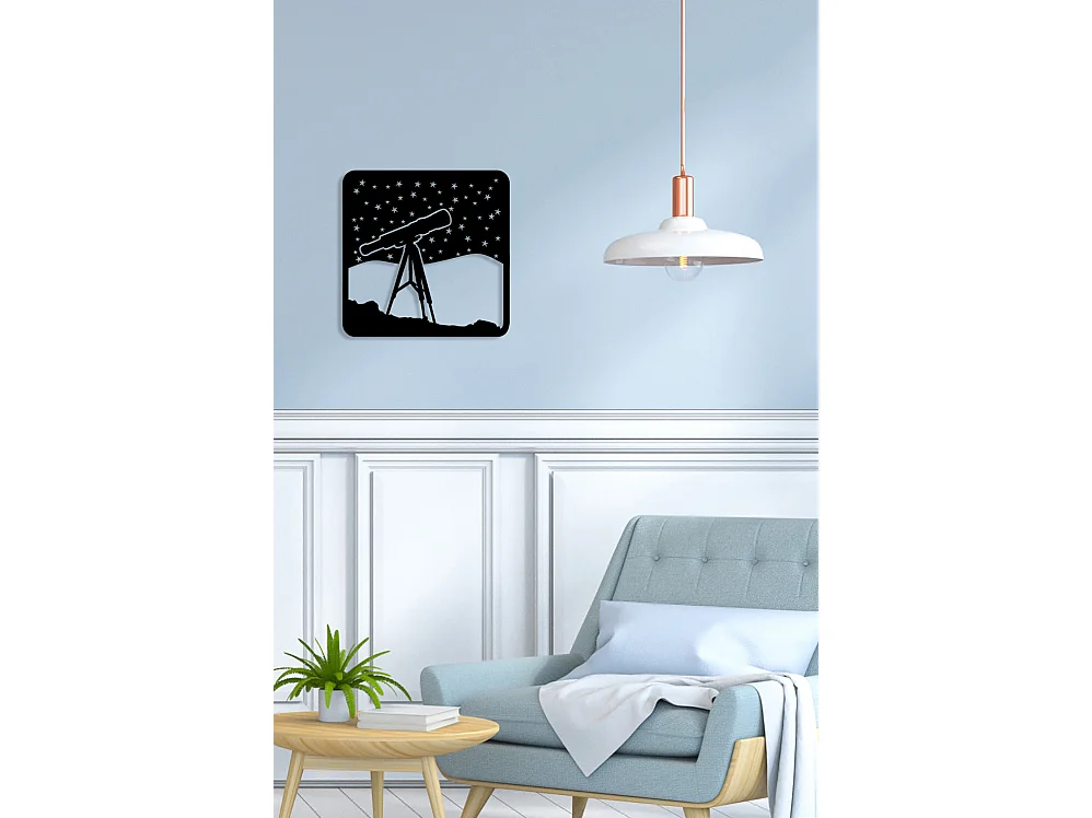 Dekoracja Metalowa Teleskop 1, Czarny, 50x0,15x50 cm, EPIKASA