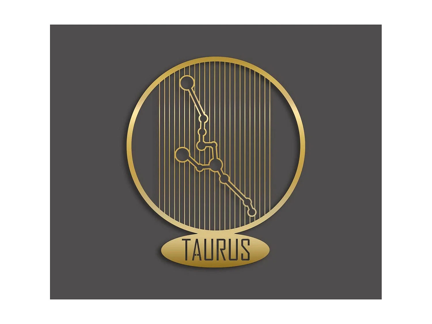 Décoration en Métal Horoscope Taureau 8, Or, 38x0,15x45 cm, EPIKASA