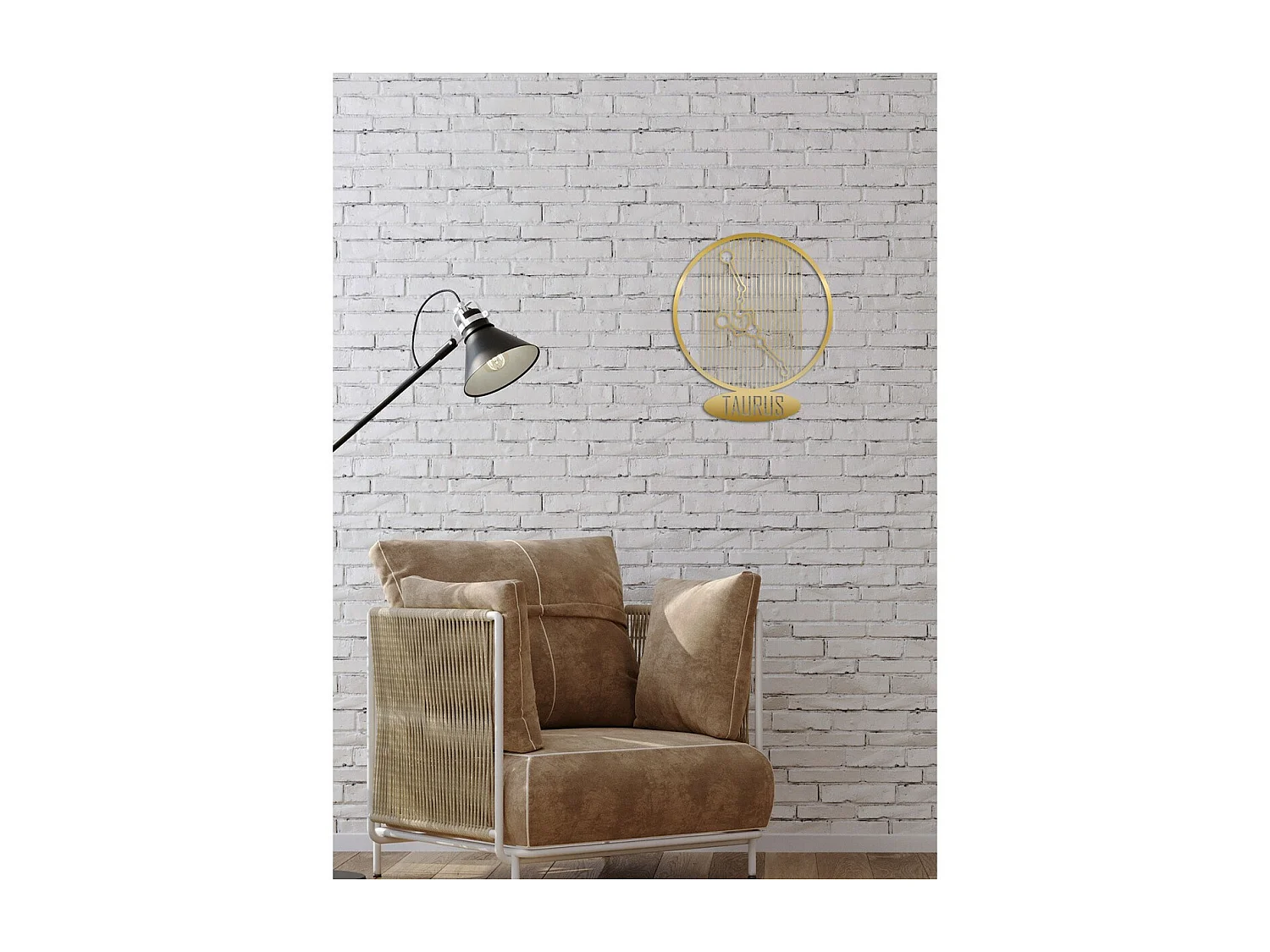 Décoration en Métal Horoscope Taureau 8, Or, 38x0,15x45 cm, EPIKASA