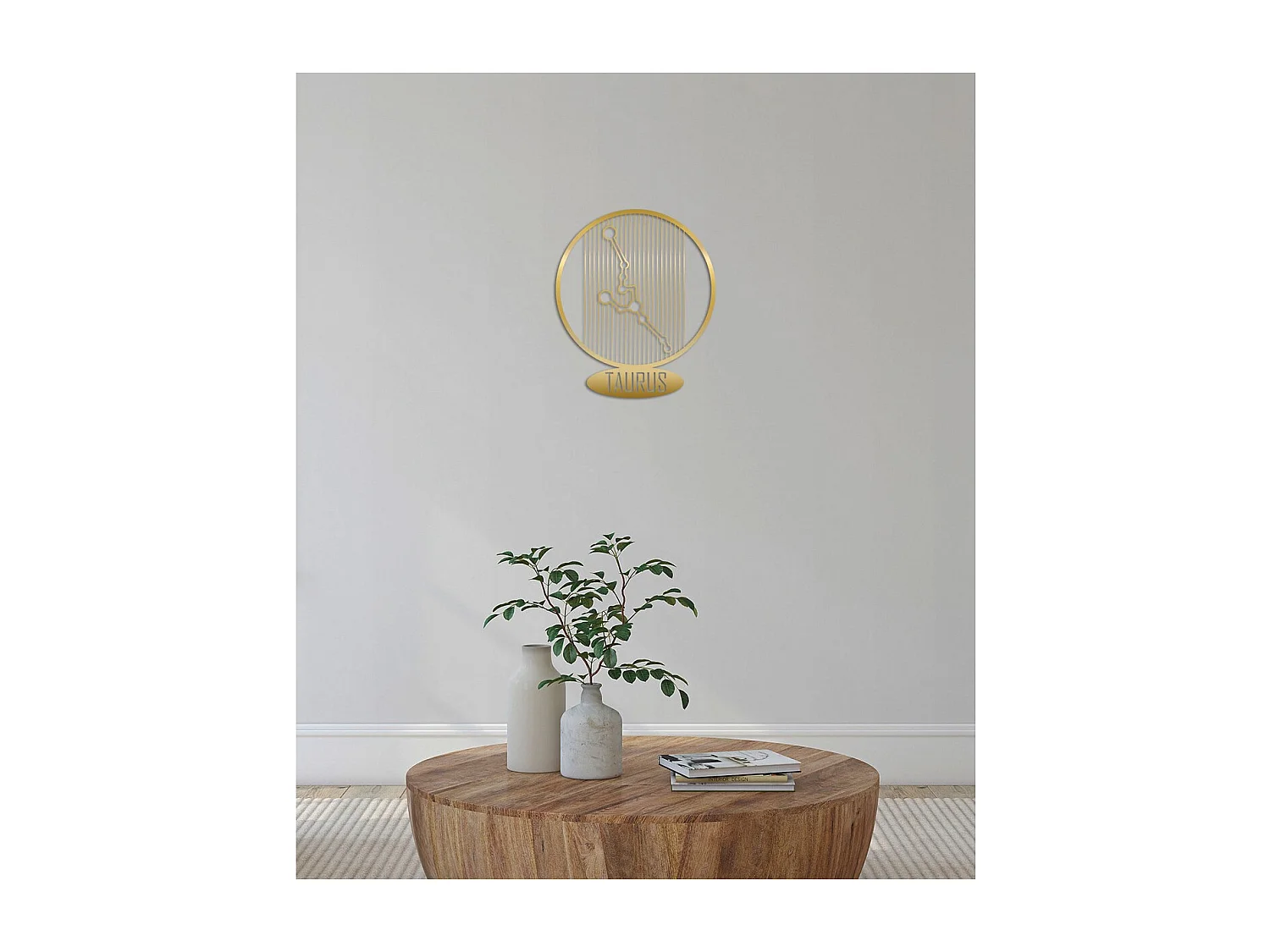 Décoration en Métal Horoscope Taureau 8, Or, 38x0,15x45 cm, EPIKASA