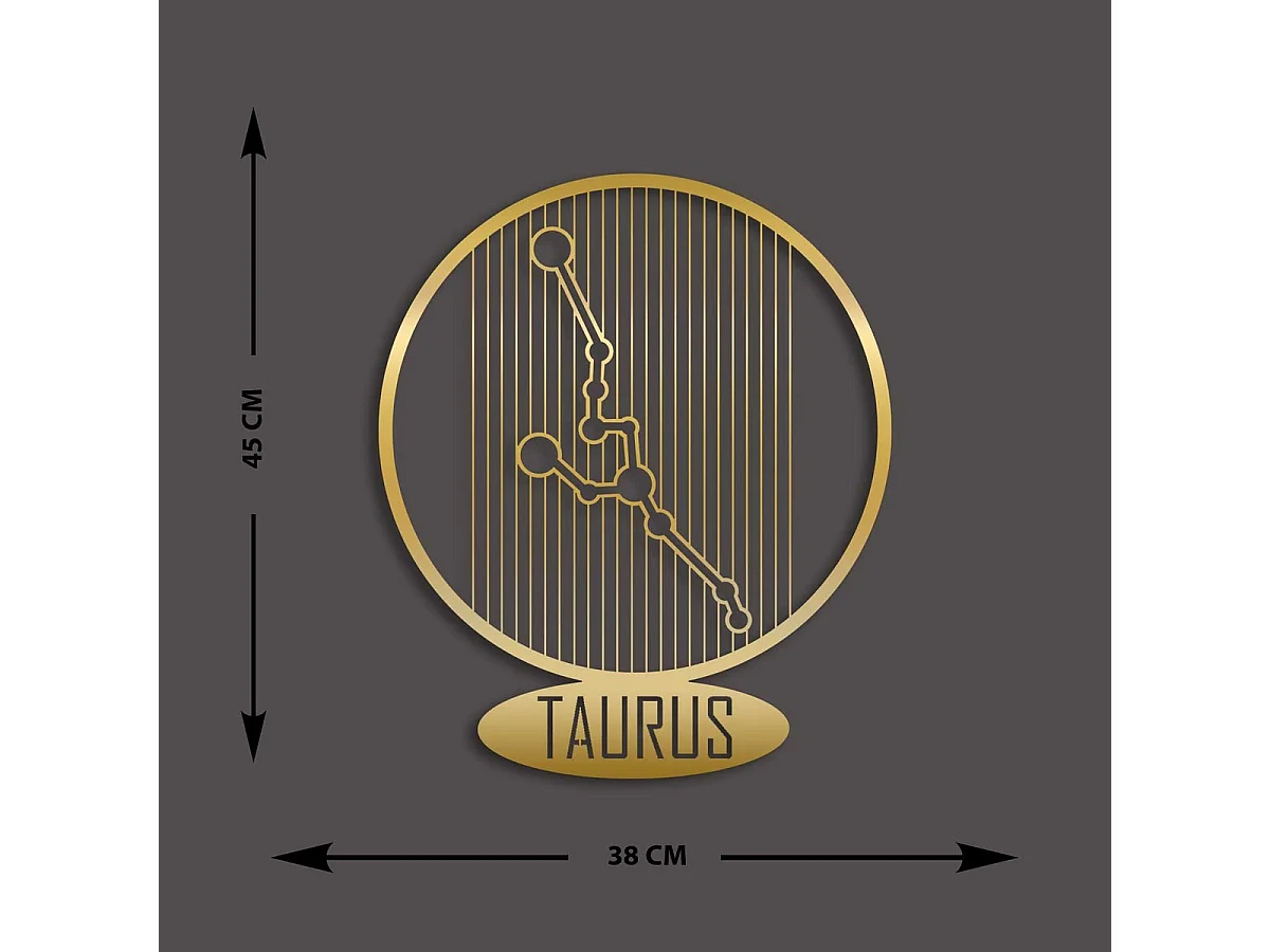 Décoration en Métal Horoscope Taureau 8, Or, 38x0,15x45 cm, EPIKASA