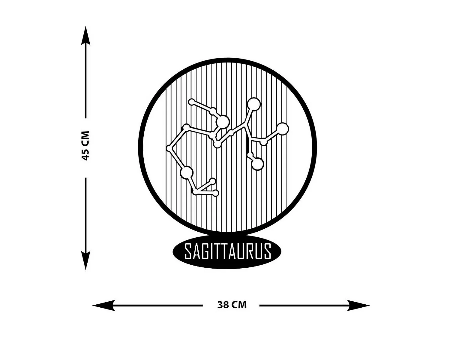 Décoration en Métal Horoscope Sagittaire 6, Noir, 38x0,15x45 cm, EPIKASA