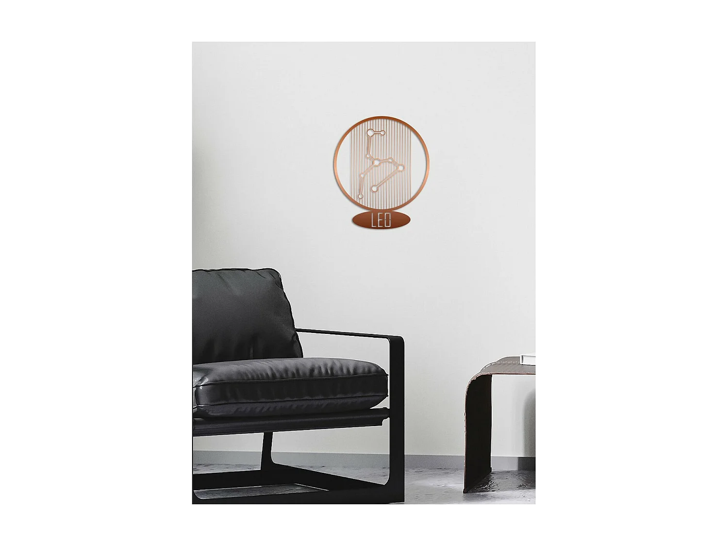 Metalen Decoratie Leeuw Horoscoop 7, Koper, 38x0,15x45 cm, EPIKASA