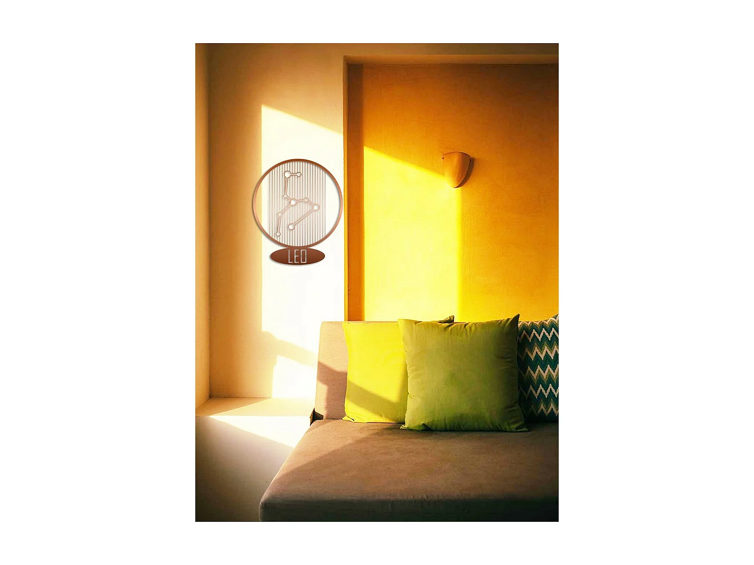 Metalen Decoratie Leeuw Horoscoop 7, Koper, 38x0,15x45 cm, EPIKASA