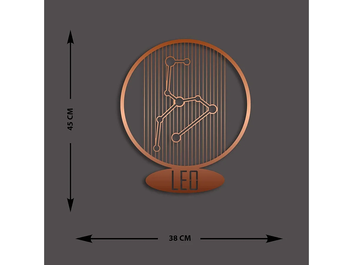 Metalen Decoratie Leeuw Horoscoop 7, Koper, 38x0,15x45 cm, EPIKASA
