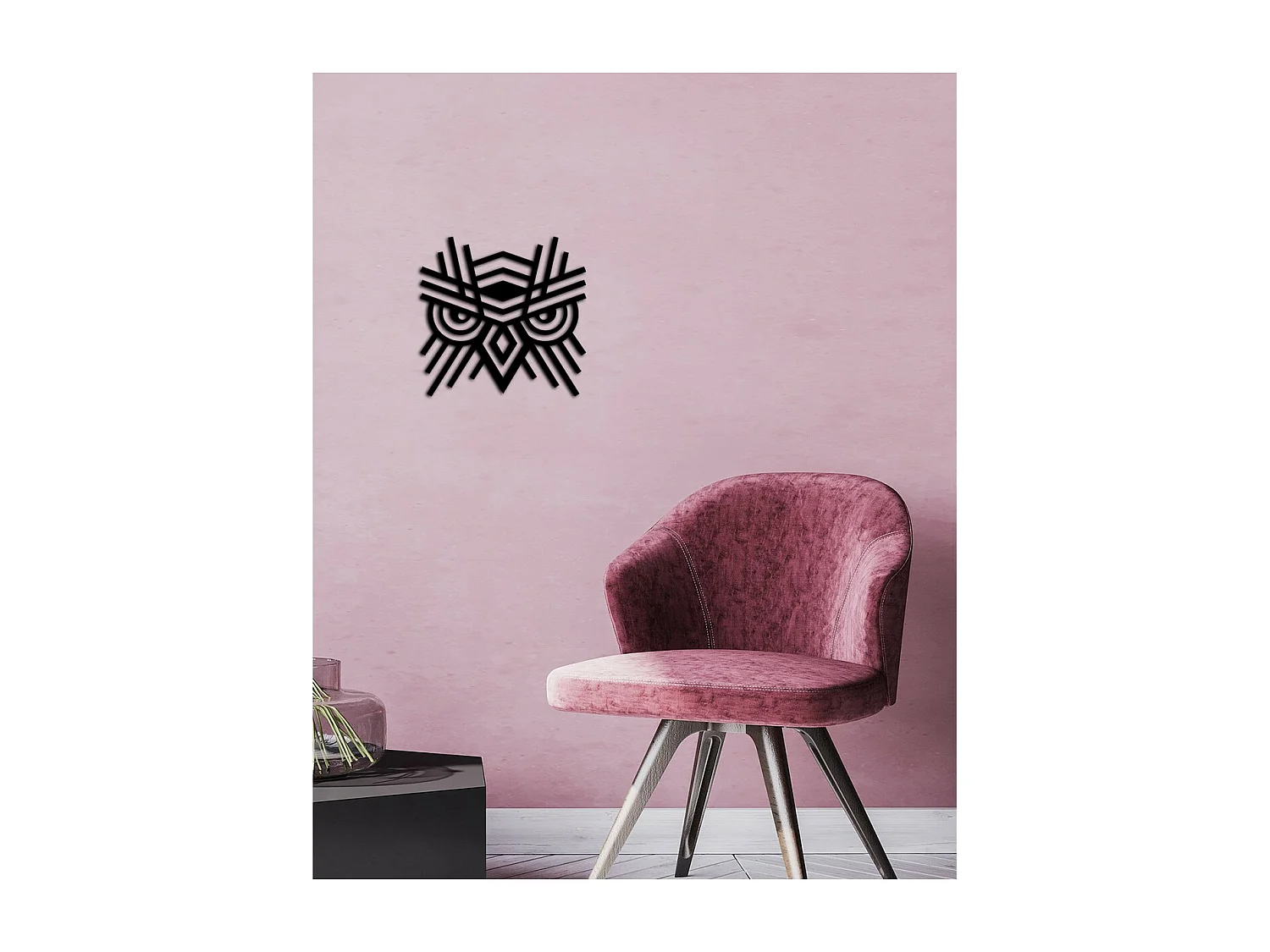 Dekoracja Metalowa Sowa, Czarny, 36x0,15x35 cm, EPIKASA