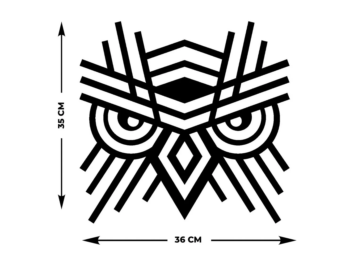 Dekoracja Metalowa Sowa, Czarny, 36x0,15x35 cm, EPIKASA