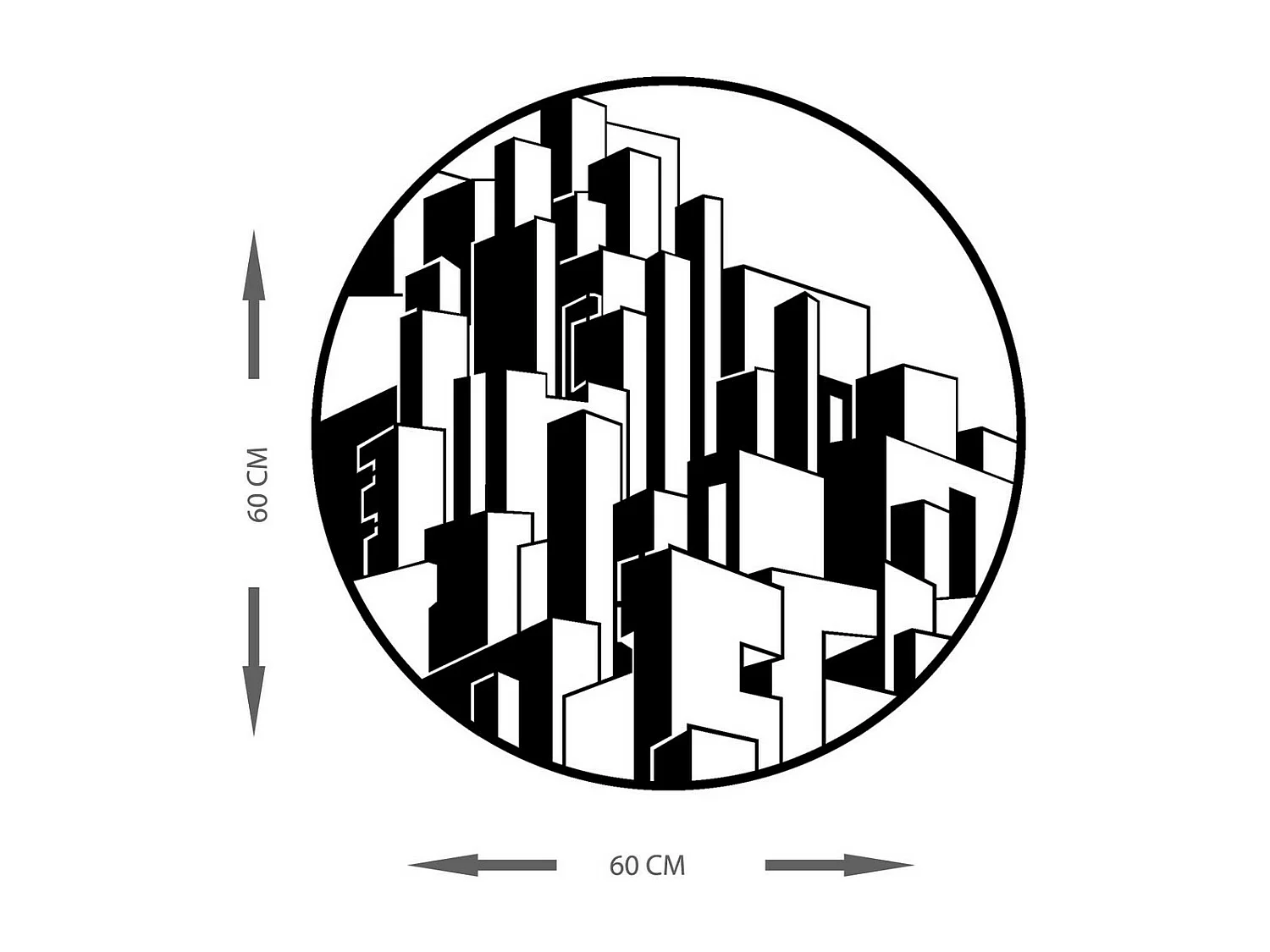 Decoração em Metal Arranhacéus 1, Preto, 60x0,15x60 cm, EPIKASA
