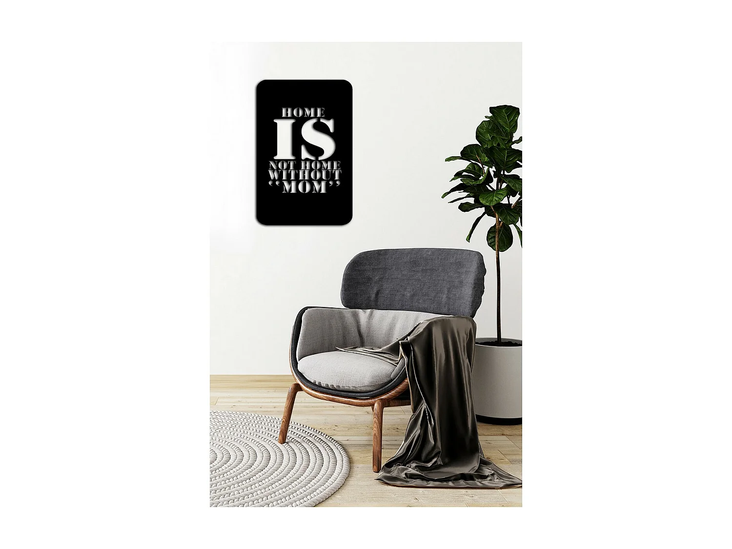 Décoration en Métal Mom, Noir, 40x0,15x72 cm cm, EPIKASA