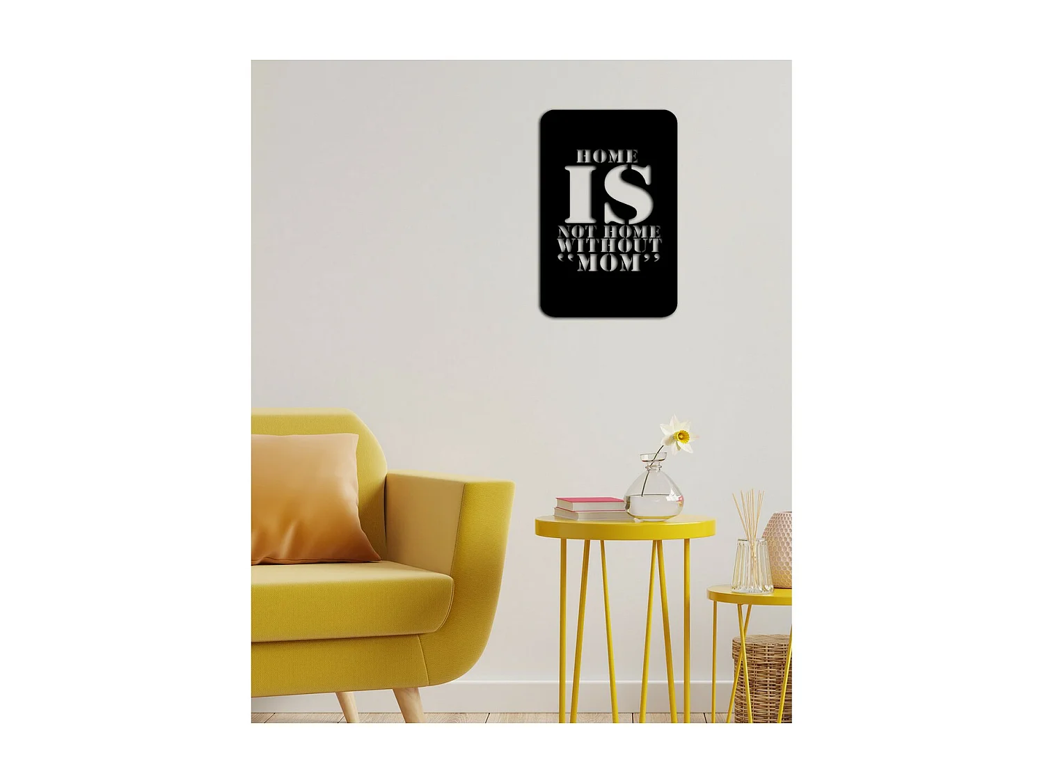 Décoration en Métal Mom, Noir, 40x0,15x72 cm cm, EPIKASA