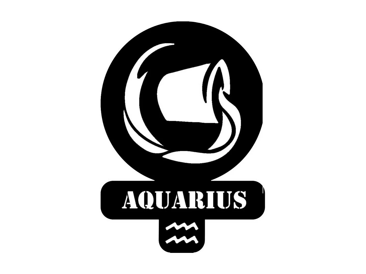 Décoration en Métal Horoscope Verseau 3, Noir, 36x0,15x50 cm, EPIKASA