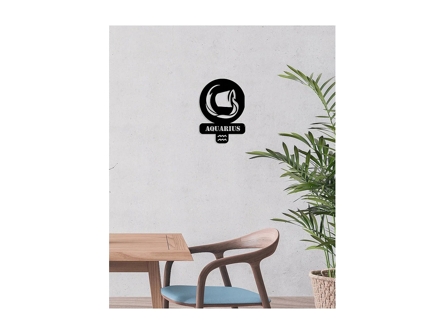 Décoration en Métal Horoscope Verseau 3, Noir, 36x0,15x50 cm, EPIKASA