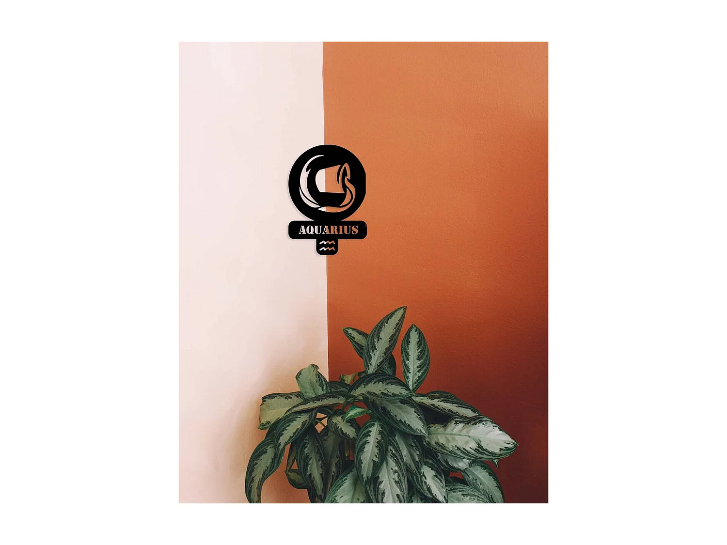 Décoration en Métal Horoscope Verseau 3, Noir, 36x0,15x50 cm, EPIKASA