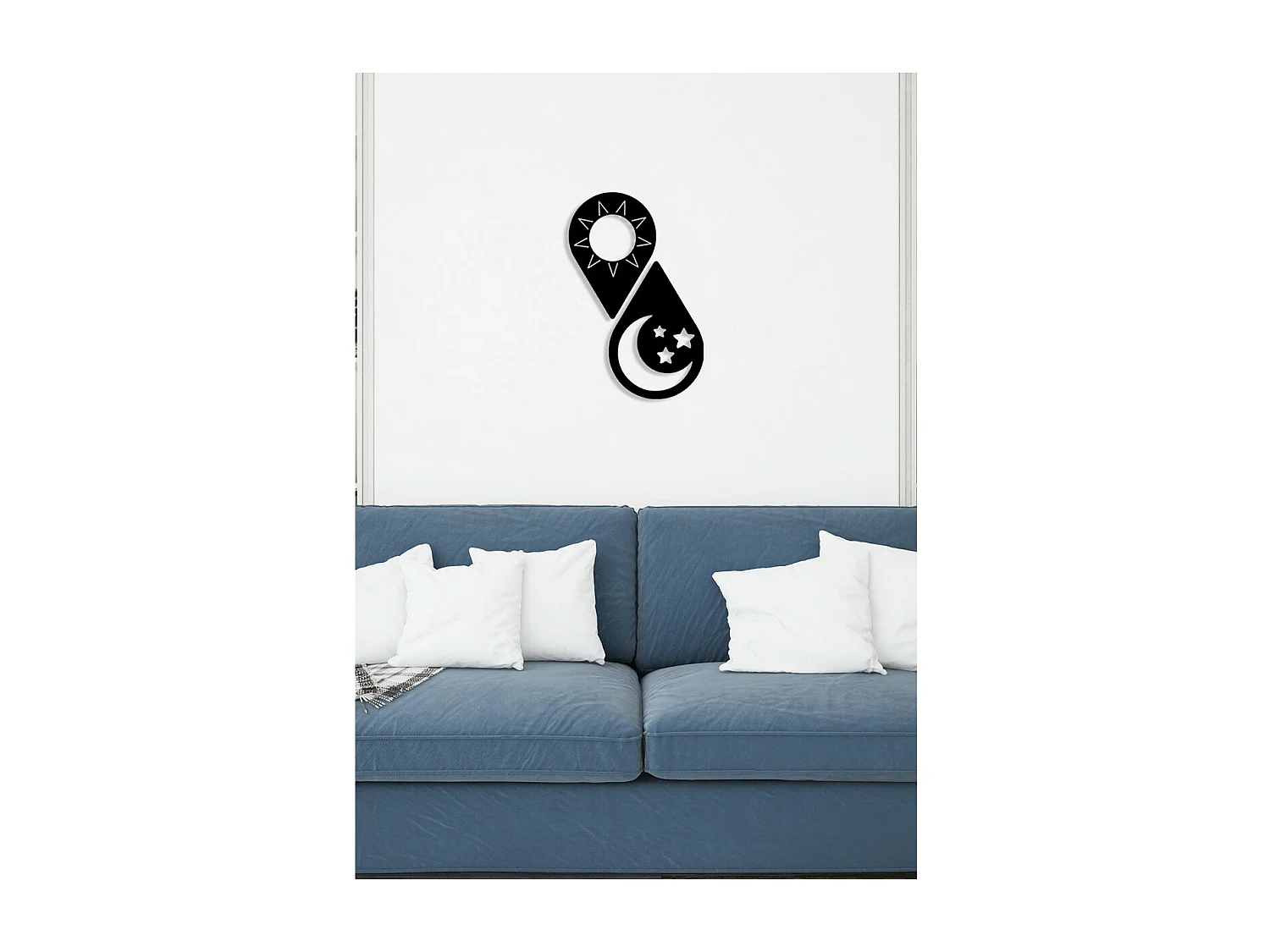 Dekoracja Metalowa Słońce i Księżyc 2, Czarny, 70x0,15x50 cm, EPIKASA