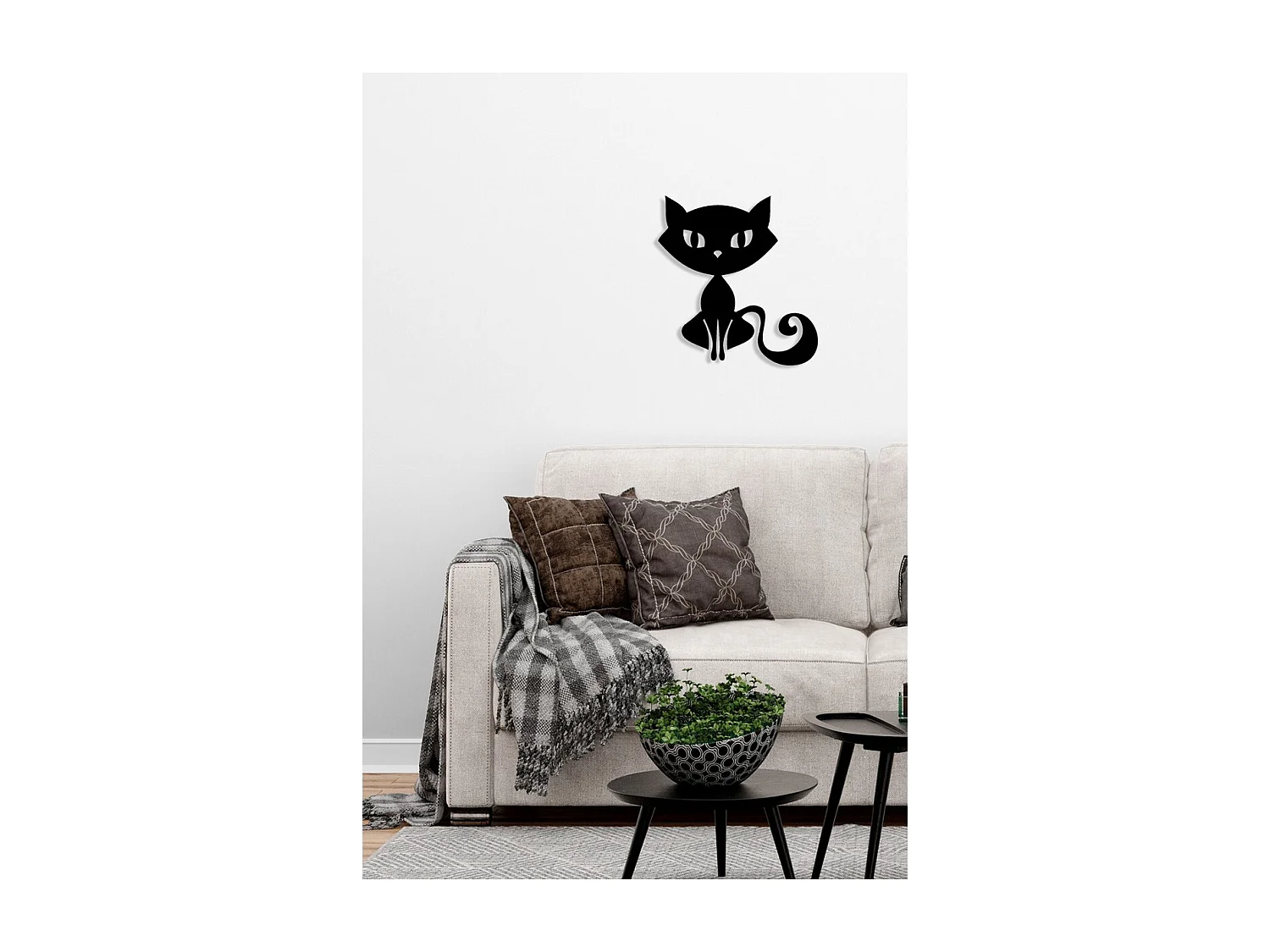 Dekoracja Metalowa Kot 113, Czarny, 40x0,15x43 cm, EPIKASA