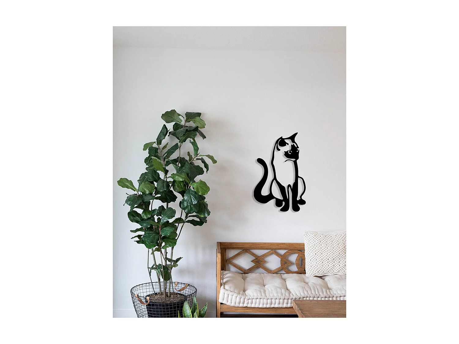 Décoration en Métal Chat 169, Noir, 33x0,15x50 cm, EPIKASA