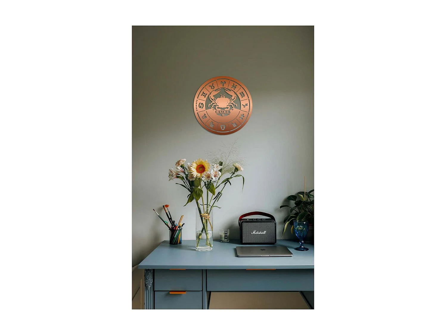 Décoration en Métal Horoscope Cancer 1, Cuivre, 50x0,15x50 cm, EPIKASA