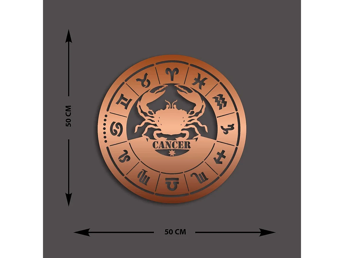 Décoration en Métal Horoscope Cancer 1, Cuivre, 50x0,15x50 cm, EPIKASA