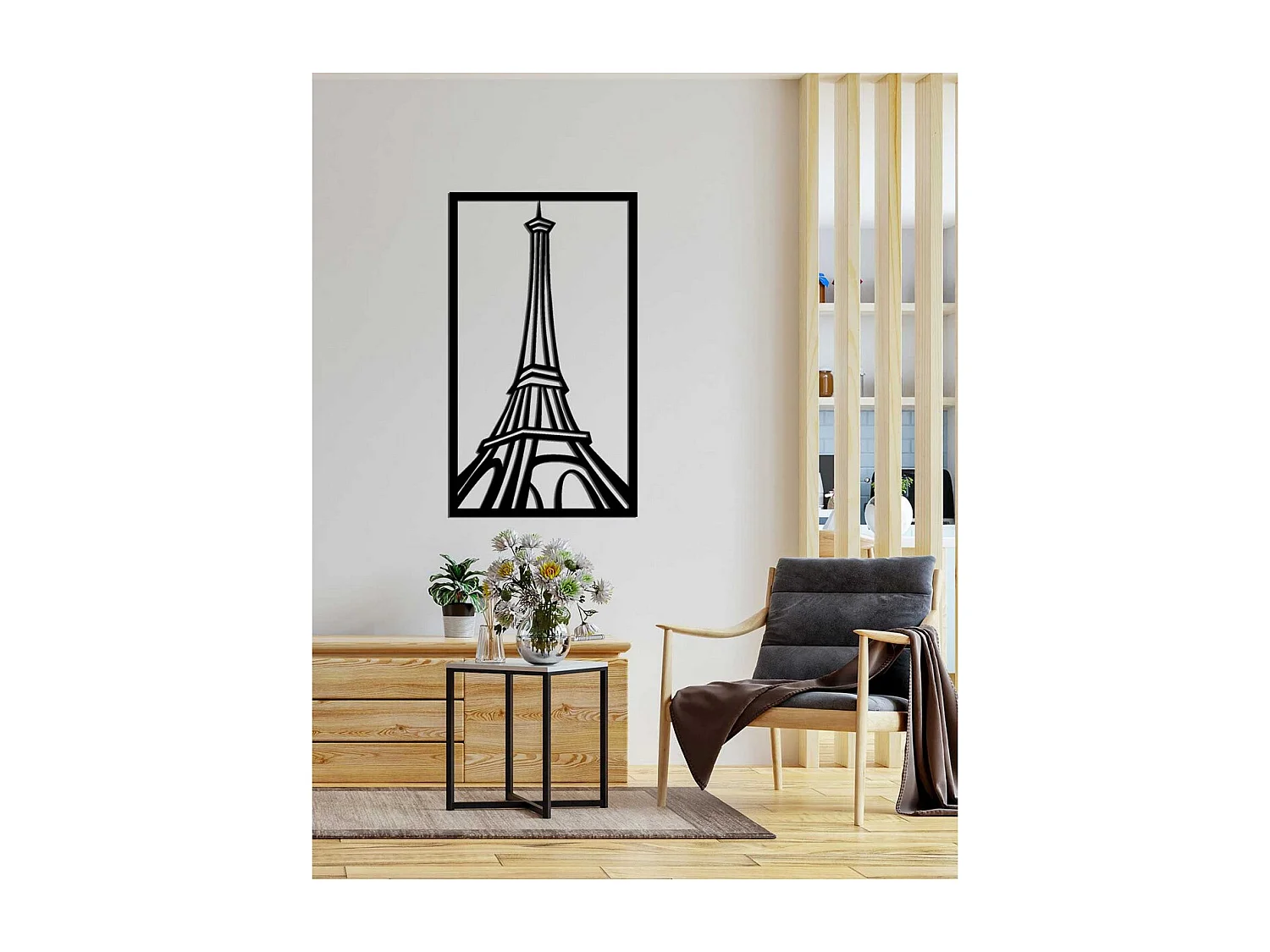 Décoration en Métal Tour Eiffel 1, Noir, 41x0,15x70 cm, EPIKASA