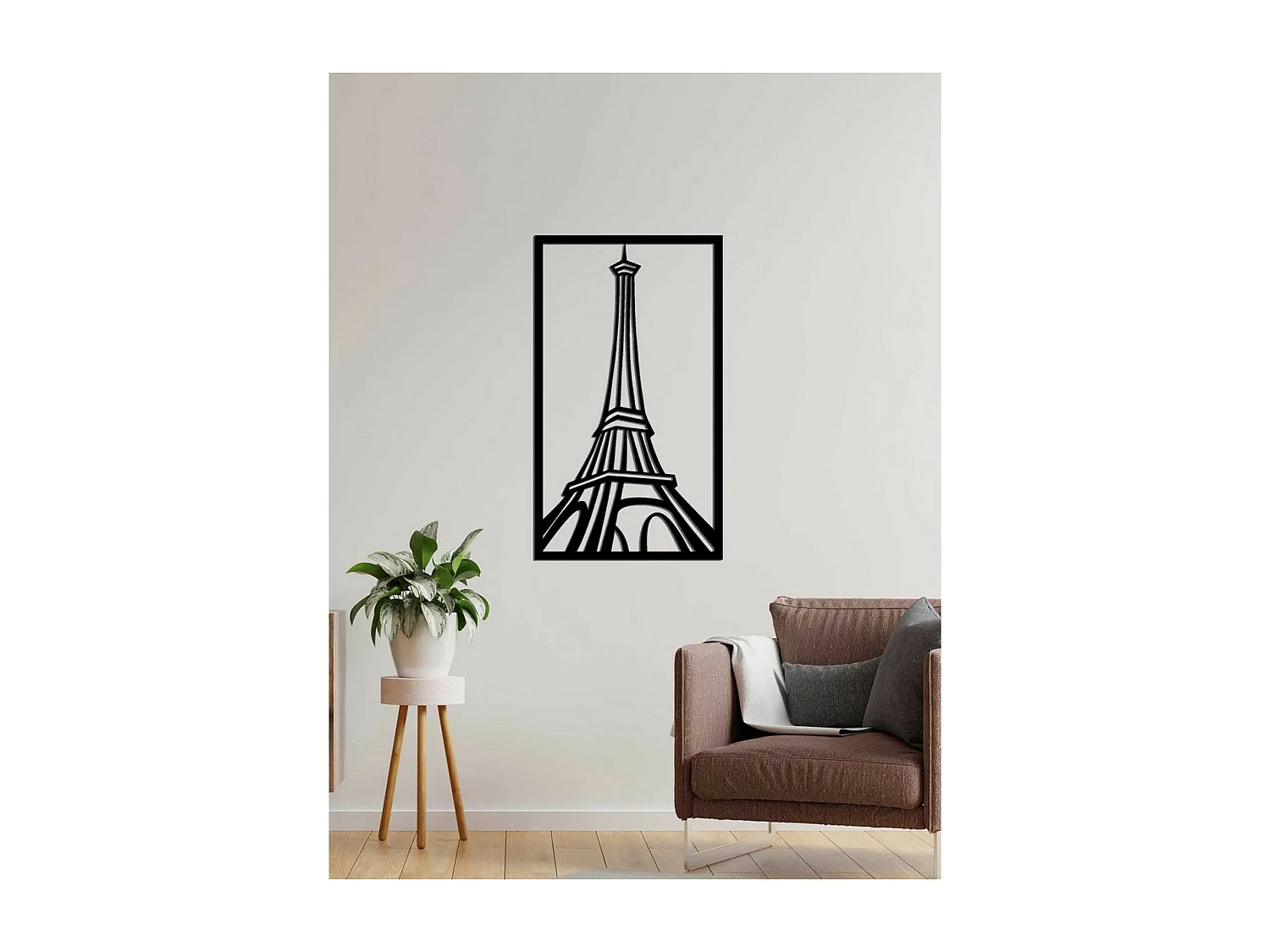 Décoration en Métal Tour Eiffel 1, Noir, 41x0,15x70 cm, EPIKASA