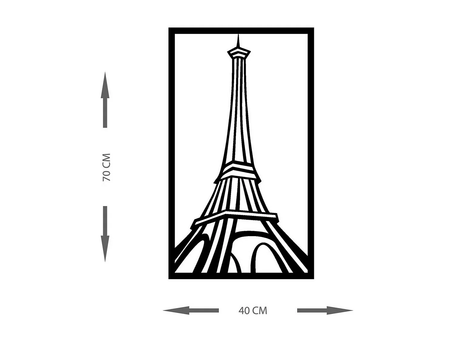 Décoration en Métal Tour Eiffel 1, Noir, 41x0,15x70 cm, EPIKASA