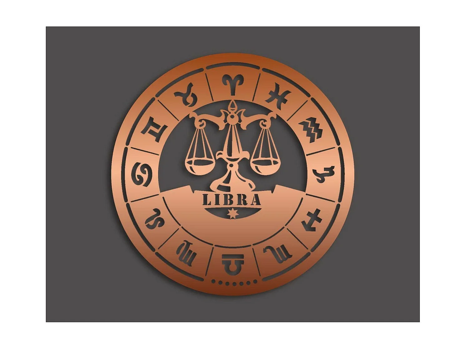 Dekoracja Metalowa Horoskop Wagi 1, Miedź, 50x0,15x50 cm, EPIKASA