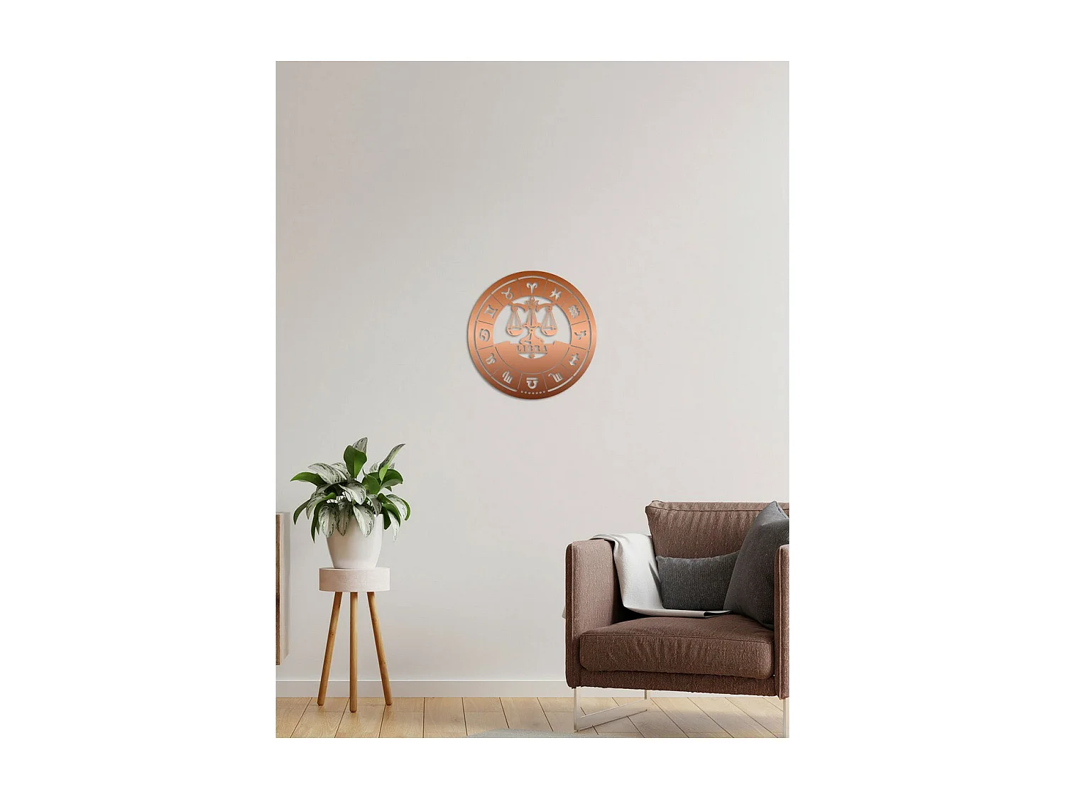 Dekoracja Metalowa Horoskop Wagi 1, Miedź, 50x0,15x50 cm, EPIKASA