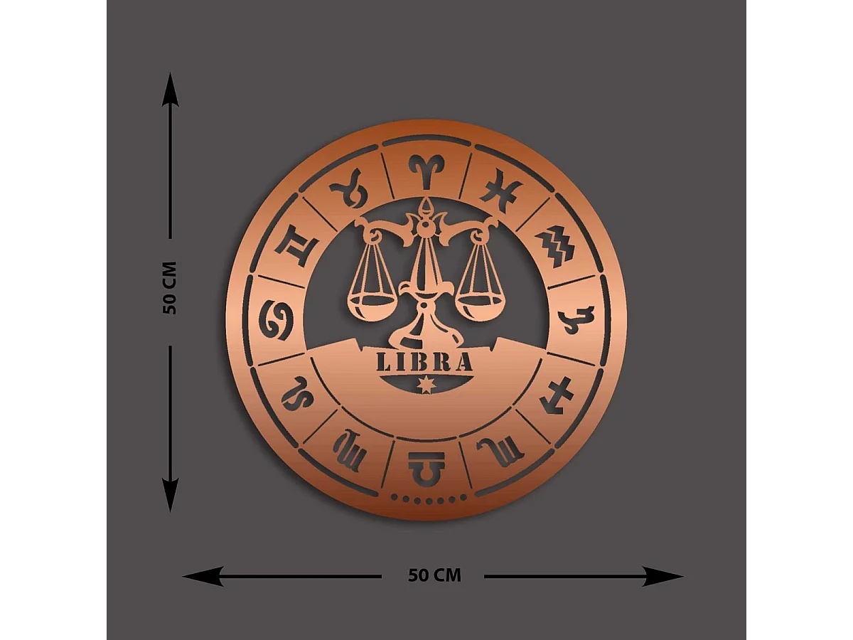 Dekoracja Metalowa Horoskop Wagi 1, Miedź, 50x0,15x50 cm, EPIKASA