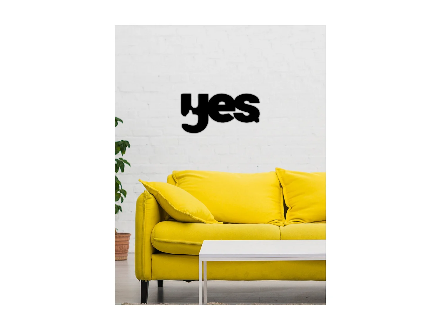 Décoration en Métal Yes, Noir, 50x0,15x25 cm cm, EPIKASA